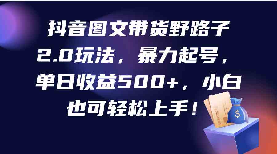 （9790期）抖音图文带货野路子2.0玩法，暴力起号，单日收益500+，小白也可轻松上手！-全网项目副业VIP教程分享_知识付费课程虚拟资源代理加盟