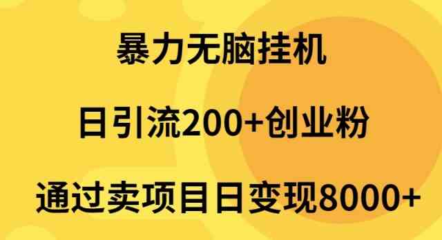 （9788期）暴力无脑挂机日引流200+创业粉通过卖项目日变现2000+-全网项目副业VIP教程分享_知识付费课程虚拟资源代理加盟