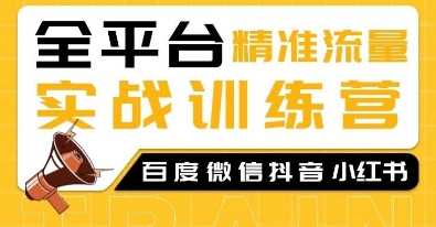 全平台精准流量实战训练营，百度微信抖音小红书SEO引流教程-全网项目副业VIP教程分享_知识付费课程虚拟资源代理加盟