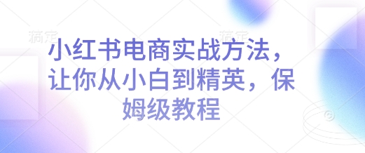 小红书电商实战方法，让你从小白到精英，保姆级教程-全网项目副业VIP教程分享_知识付费课程虚拟资源代理加盟