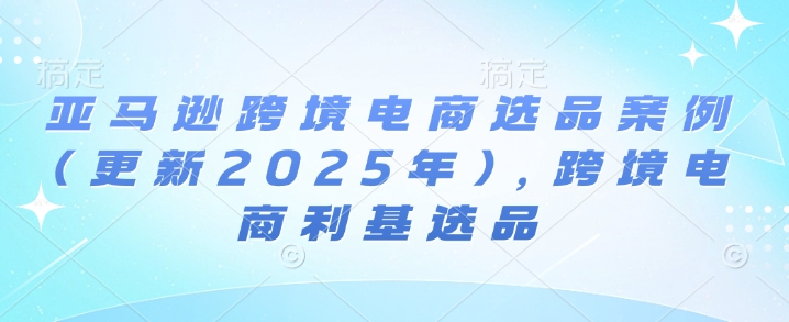 亚马逊跨境电商选品案例(更新2025年)，跨境电商利基选品-全网项目副业VIP教程分享_知识付费课程虚拟资源代理加盟