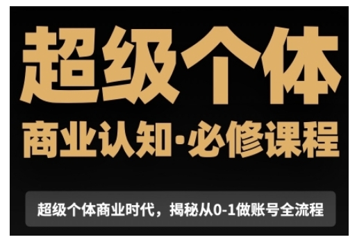 超级个体商业认知觉醒视频课，商业认知·必修课程揭秘从0-1账号全流程-全网项目副业VIP教程分享_知识付费课程虚拟资源代理加盟