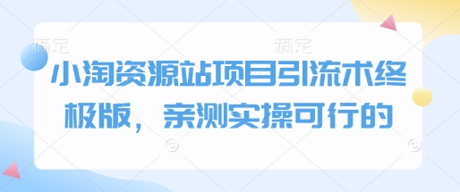 小淘资源站项目引流术终极版，亲测实操可行的-全网项目副业VIP教程分享_知识付费课程虚拟资源代理加盟