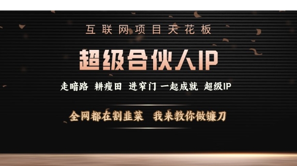 互联网项目天花板，超级合伙人IP，全网都在割韭菜，我来教你做镰刀【仅揭秘】-全网项目副业VIP教程分享_知识付费课程虚拟资源代理加盟