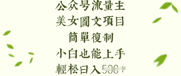 流量主长期收益项目，美女图片简单复制，小白也能上手，轻松日入5张-全网项目副业VIP教程分享_知识付费课程虚拟资源代理加盟
