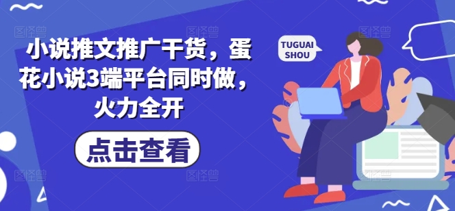 小说推文推广干货，蛋花小说3端平台同时做，火力全开-全网项目副业VIP教程分享_知识付费课程虚拟资源代理加盟