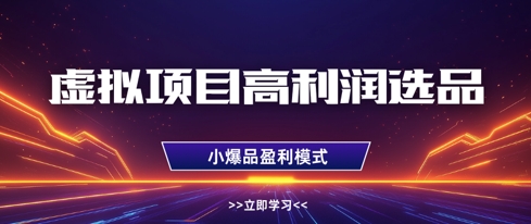 虚拟项目高利润选品方法，做好单店利润1W+，可多店倍增利润-全网项目副业VIP教程分享_知识付费课程虚拟资源代理加盟