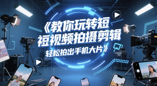 教你玩转短视频拍摄剪辑，轻松拍出手机大片-全网项目副业VIP教程分享_知识付费课程虚拟资源代理加盟