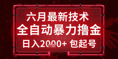 六月最新技术全自动暴力撸金，稳定日入2k+包起号，长期稳定【揭秘】-全网项目副业VIP教程分享_知识付费课程虚拟资源代理加盟
