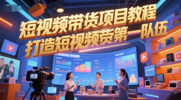 短视频带货项目教程，打造短视频带货第一队伍-全网项目副业VIP教程分享_知识付费课程虚拟资源代理加盟